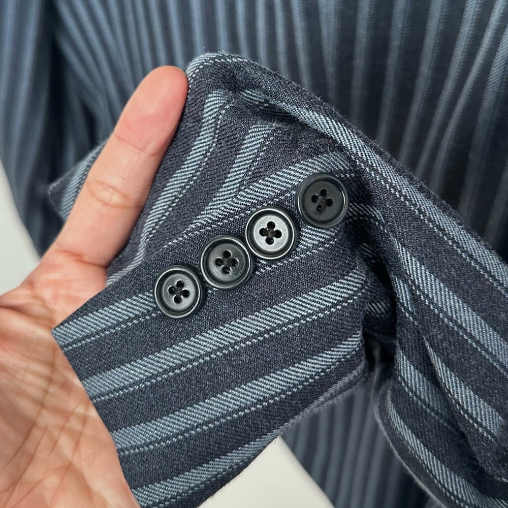 VINTAGE BROOKS BROTHERS CLASSIC BLUE STRIPED BLAZER JACKET ITALIAN WOOL SILK/L - Picture 8 of 9